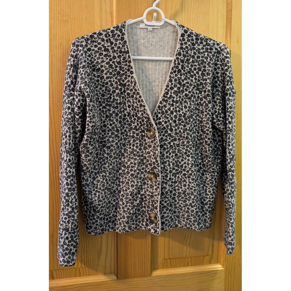 Madewell Vintage Ditsy Cameron Ribbed Cardigan, XS